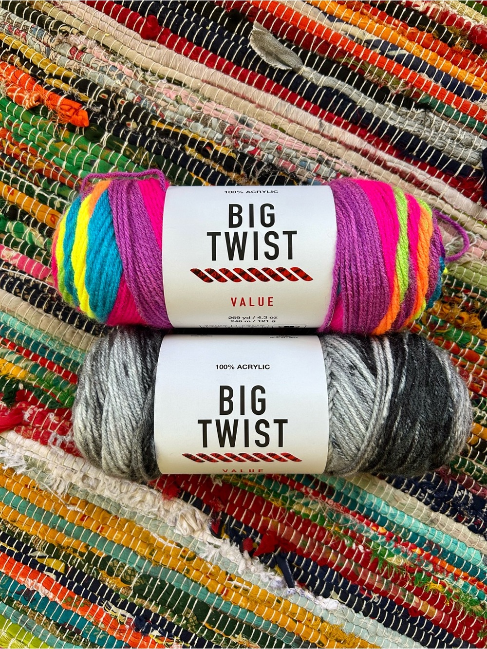 Big Twist Value Acrylic Yarn Skeins - Neon Lights & Grey Ombre
